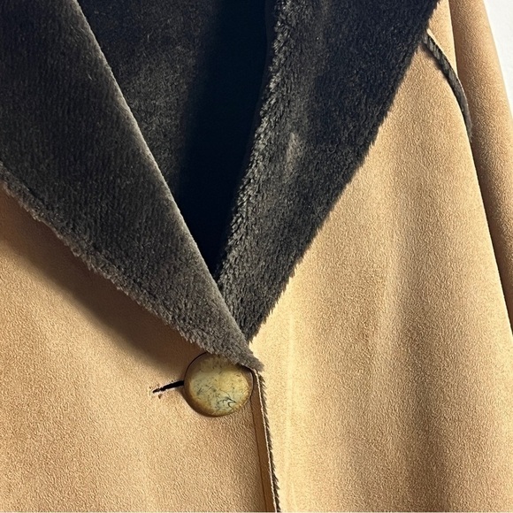 J.Jill Faux Suede Coat Women's Size Large Faux Fur Collar and Cuff Trim Tan - Picture 5 of 11